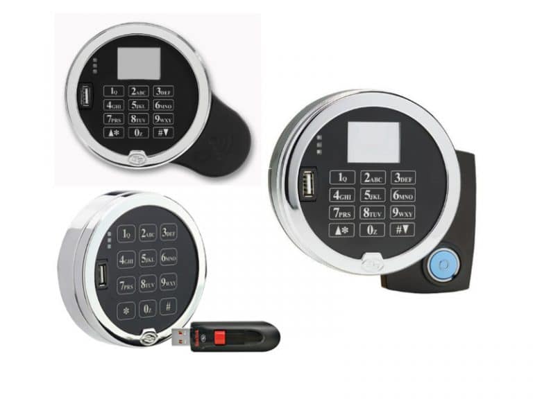 A combination lock with a key and a remote control.