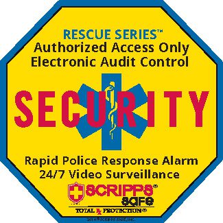 A sign that says security, rapid police response alarm 2 4 / 7 video surveillance.